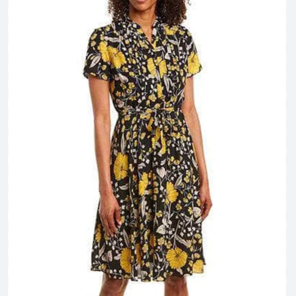 NWT Nanette Lepore Floral Black and Yellow Dress size 8